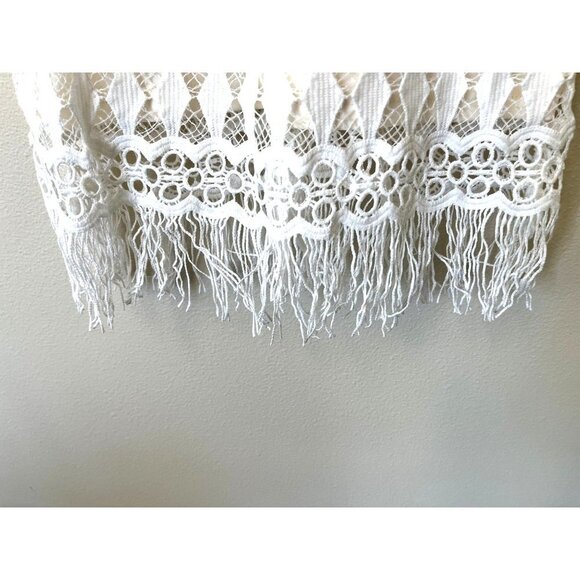 Lulu's Fitted White Fringe Midi Dress S - Picture 4 of 12